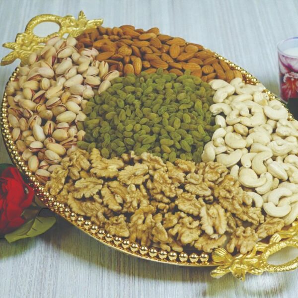 Golden Oval Dry Fruit Tray (B)